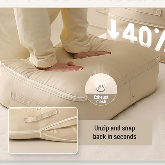 Opbergzak Zelf-Compressie - Kledingzak Dekbed - Ruimte Besparen - Geen Vacuüm Nodig - XL 54x42x60cm - Roze — afbeelding 3