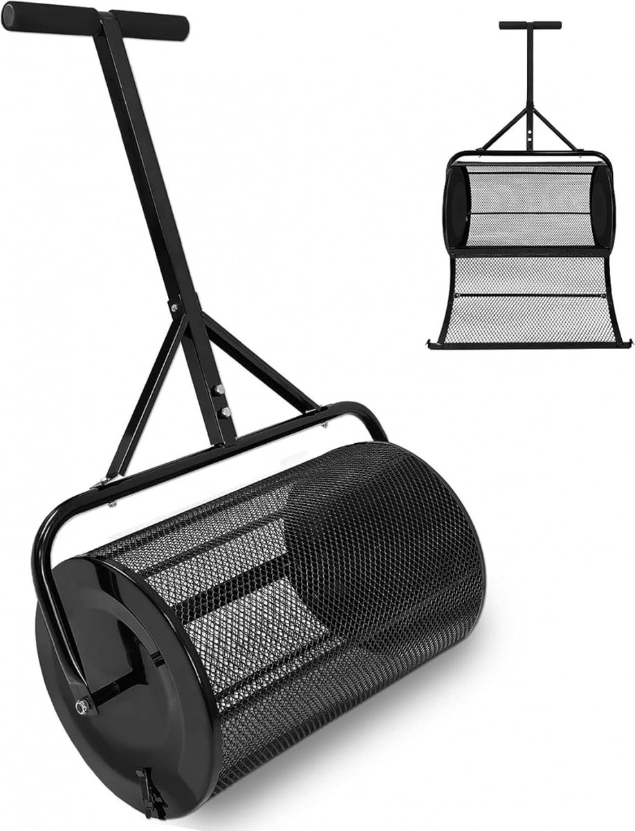 Compost Verspreider - Gazon strooier - Tuinonderhoud - Grote vulopening - 65 x 40 cm - Zwart groen