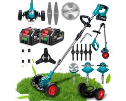 Yofidra Accu Grastrimmer - 4-in-1 Elektrische Bosmaaier - Incl. 2 Accu ‘s & 4-soorten messen - Opvouwbaar - Kantenmaaier - voor gazon, struiken en onkruid