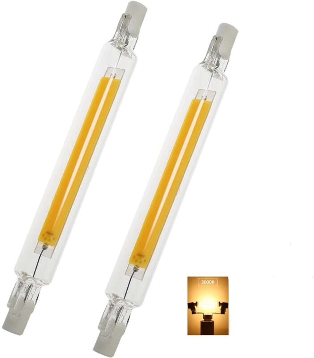 lamp-118 mm 10 W dimbare R7S LED-lamp, COB R7S LED-lamp, heldere R7S 118 mm LED-lamp, kan een 100 W halogeenlamp vervangen, warm wit 3000K, 220-240 V AC, 2 stuks