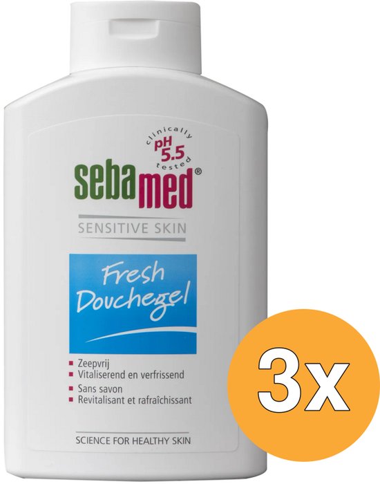 Sebamed Fresh Douchegel voor gevoelige huid, 3x 400ml verpakking, met 5.5 pH.