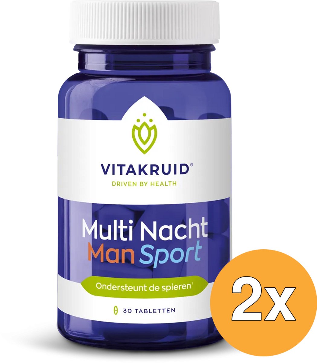 2x Vitakruid Multi Nacht Man Sport 100% Vegan (30 tabletten)