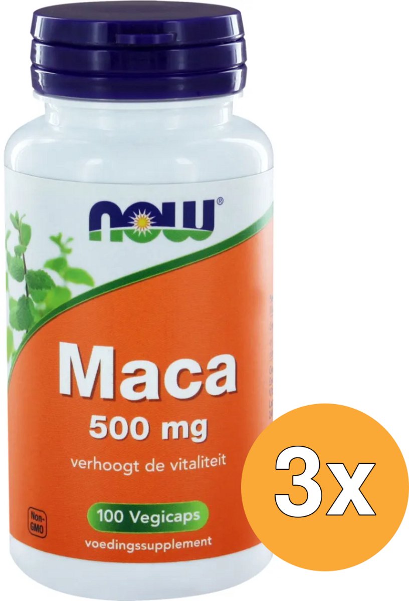 3x Now Maca 500 mg (100 vega capsules)
