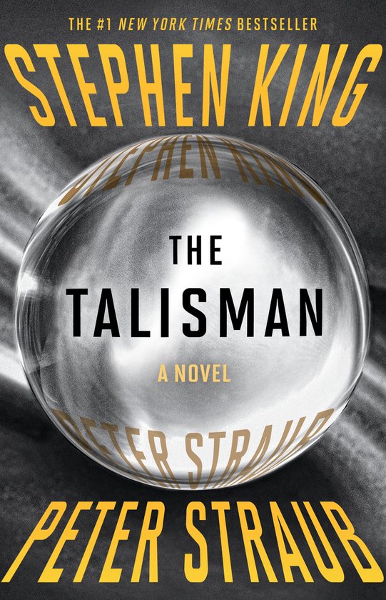 Boek kaft met de titel 'The Talisman' door Stephen King en Peter Straub, met een kristallen bol.