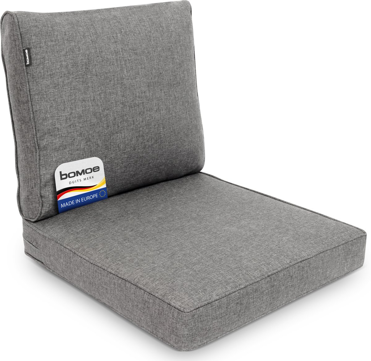 bomoe Set Loungekussen Buiten – Zitkussen 50x50 cm & Rugkussen 50x40 cm – Hoogwaardige Kussens voor Tuinmeubelen, Afneembar Wasbar Hoes –Comfortabel UV-Bestendig Outdoor Tuinkussen Lichtgrijs – ilano