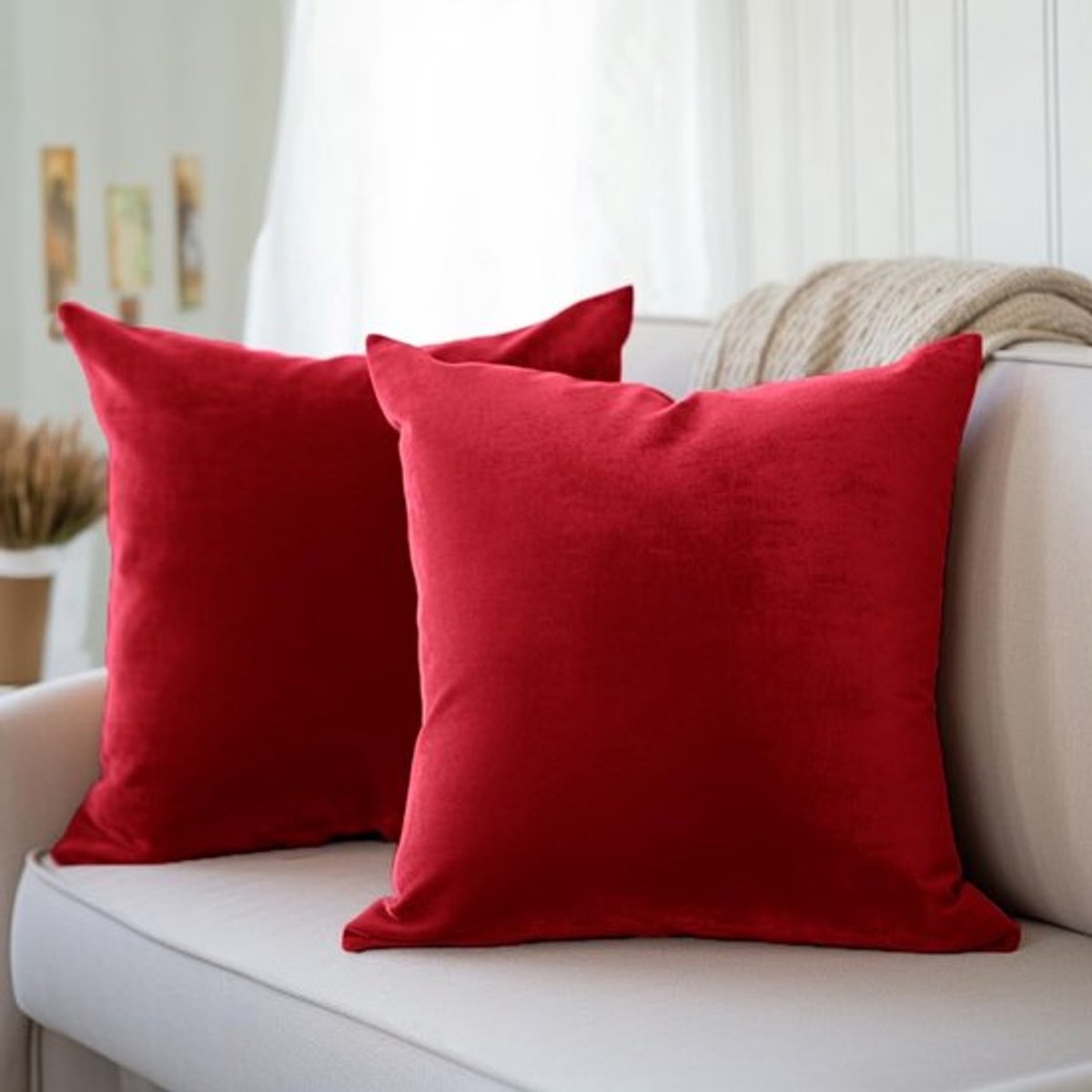 Zeynomax - Velvet Kussenhoezen - Decoratieve Kussenhoezen - Zacht en Glad - Rood