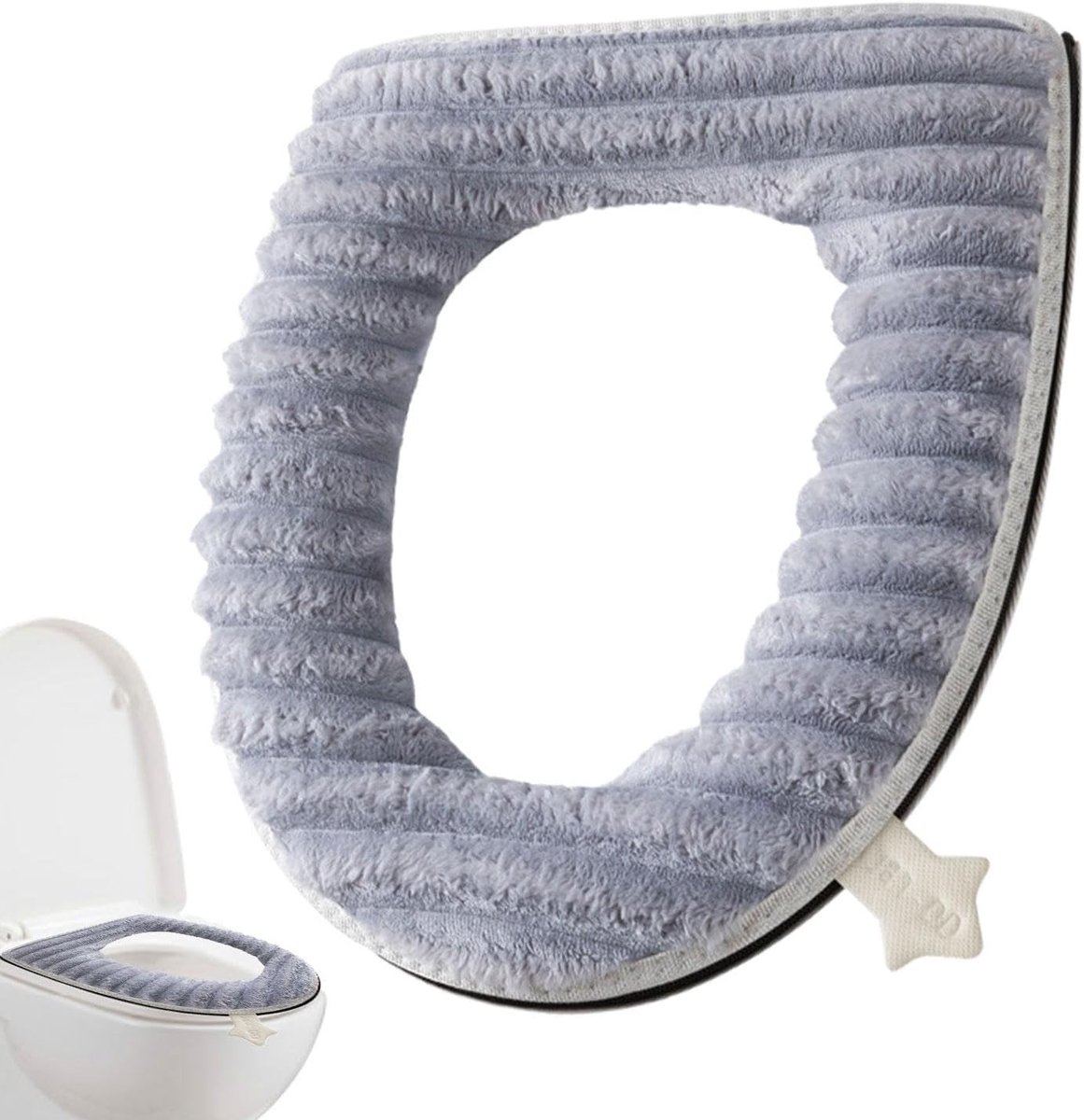 Pluche toiletzitting - Toiletbrilhoes zacht - Hygiënisch toiletbezoek - Waterdichte PU achterkant - 43 x 38 cm - Grijs