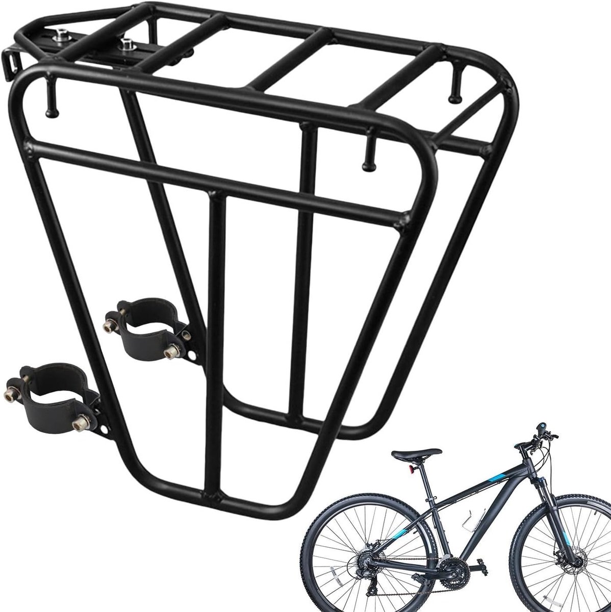 Fietsendrager Vooraan - Fietsuitrusting - Bagage Vervoeren - Stabiel Bevestigingssysteem - 30x14x30cm - Meerkleurig