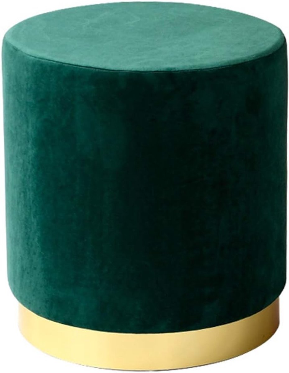 Fluwelen Voetensteun - Poef Kruk - Ontspannen Zitten - Massief Houten Frame - 30x40 cm - Groen
