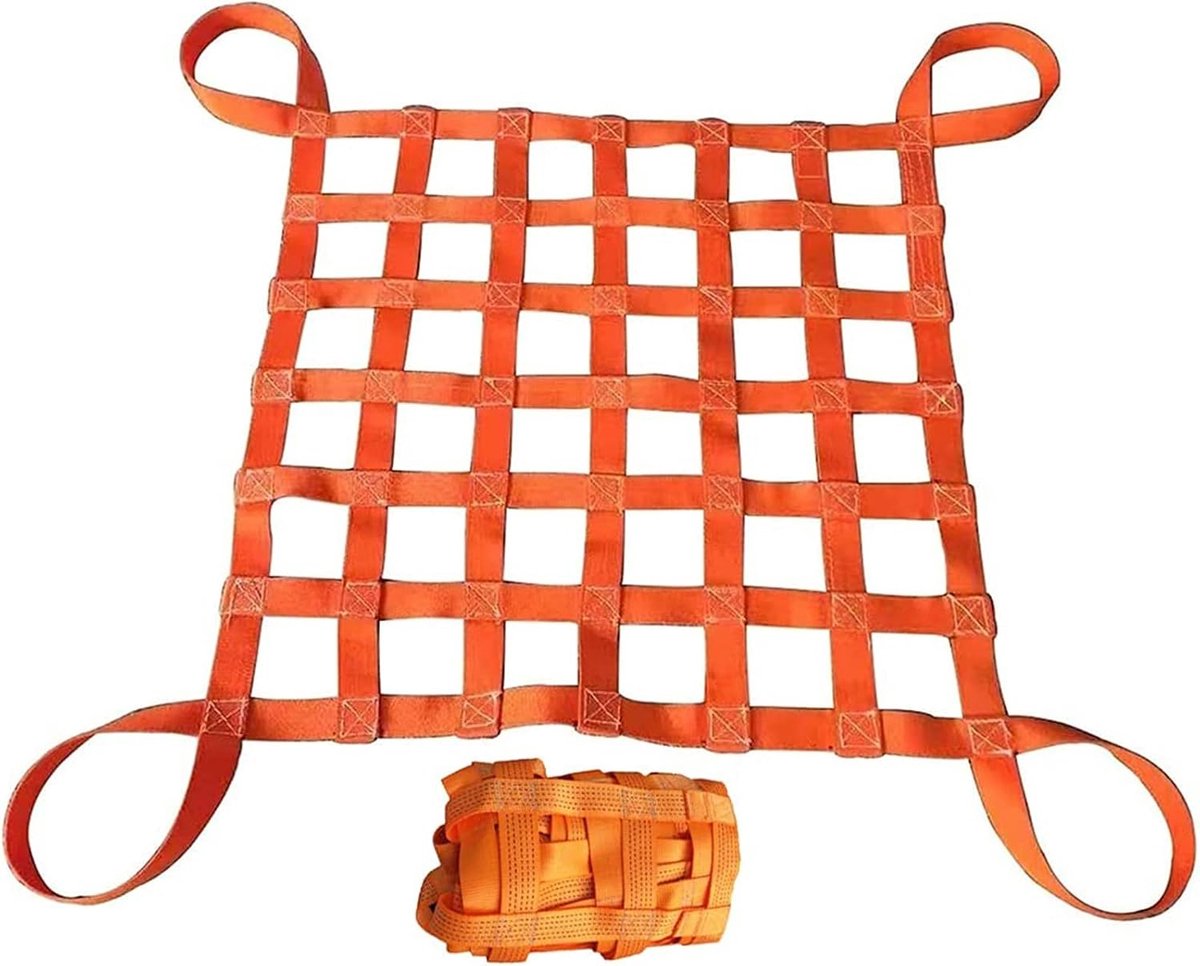 Hefnet Polyester - Laadnet Tilband - Goederen Verplaatsen - Sterke Draagkracht - 1 x 1 Meter - Oranje