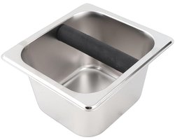 Espresso Afklopbak - Koffie Afvalbak - Koffiezetapparaat Onderhoud - Robuuste Roestvrijstaal - 17.5 x 16 x 9.5 cm - Zilver