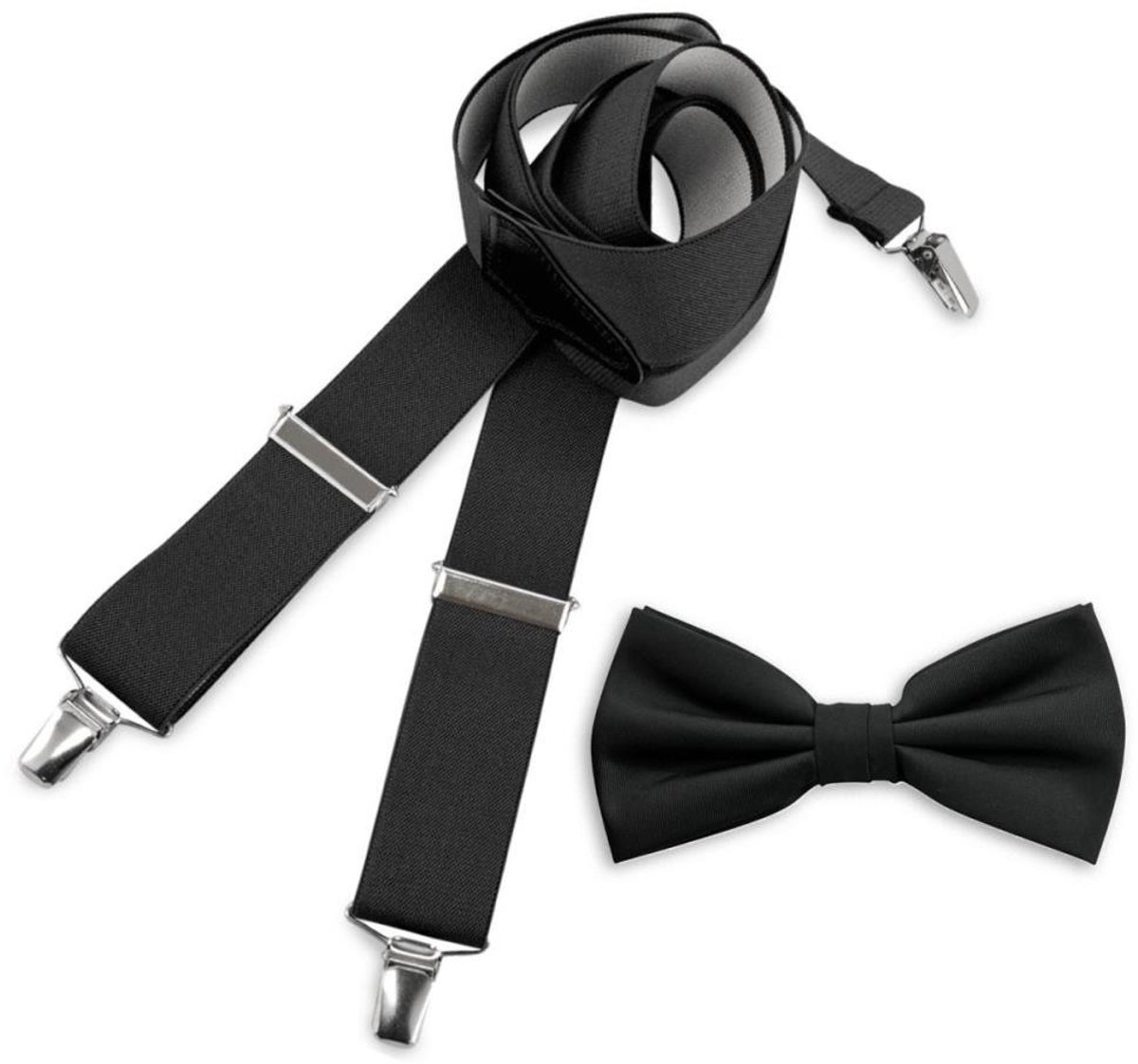 Baxter & Bow - Bretels & Vlinderdas Set Heren Zwart – Brede bretels met vlinderdas - zwart