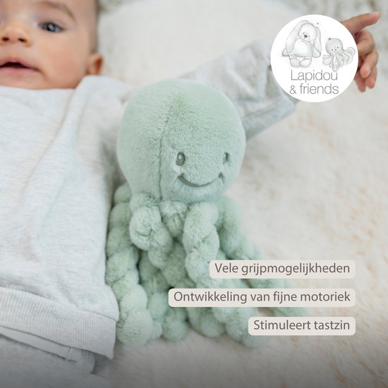 Nattou Lapidou Doudou Knuffel Octopus - 22 cm - Lindegroen van Nattou — afbeelding 4