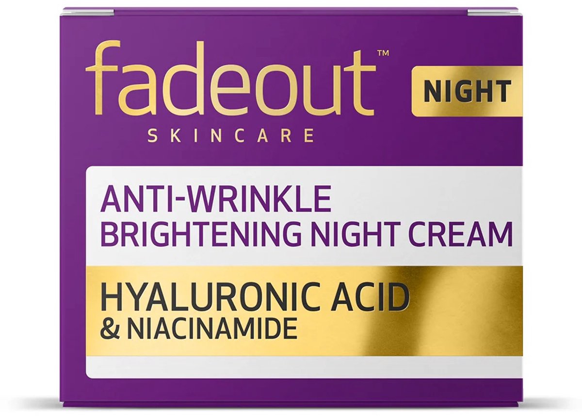 Nachtcreme tegen Rimpels - Fade Out Anti-Wrinkle Brightening Night Cream - Pigmentvlekken & Fijne Lijntjes - Hyaluronzuur & Niacinamide - Vegan 50ml