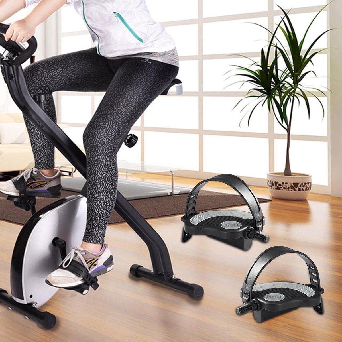 Fiets Pedalen - Oefenfiets Pedalen - Indoor Training - Verstelbare Riemen - 9/16 & 1/2 Inch - Zwart