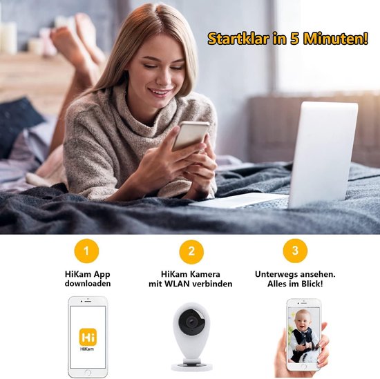 Binnen Camera - Bewakingscamera Wifi - Huis Bewaken - Twee Weg Audio - 6m Nachtzicht - Wit — afbeelding 5