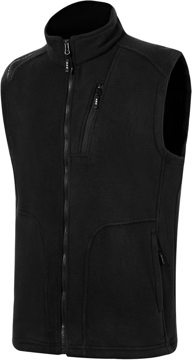 Lichte en Warme Fleece Vest voor Mannen met Rits, Ideaal voor Winter, Comfortabel en Ademend met Ruime Ritszakken