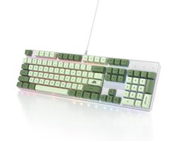 Mechanisch Toetsenbord - 104 Toetsenbord - Kantoor en Gaming - RGB Verlichting - Volledig Formaat - Groen Matcha