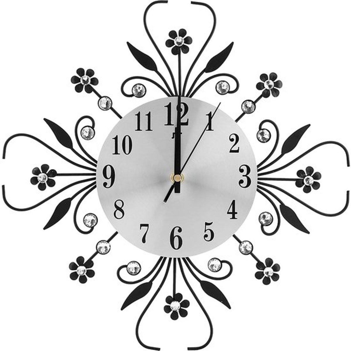 Solidchoice - Dailygoody - Wandklok - Smeedijzeren Bloemen Klok - Stil en Duurzaam