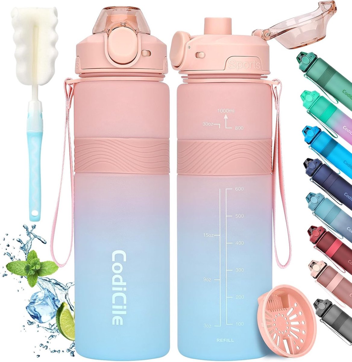 Waterfles - BPA-vrij Plastic - Lekbestendig - Grote Sportfles - Voor School, Kantoor en Sport