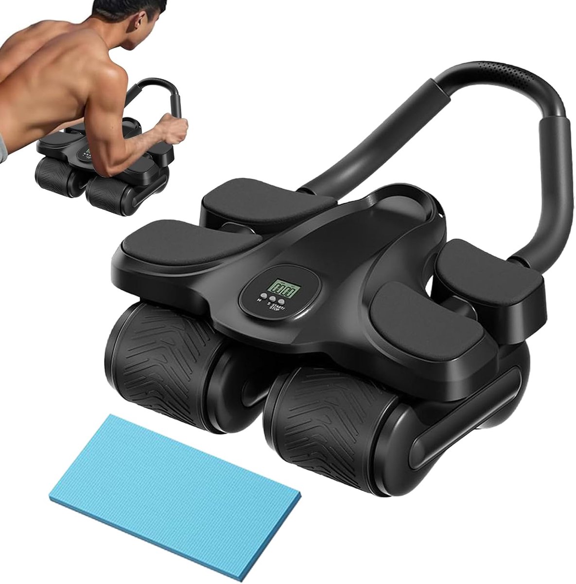 Buikspierwiel - Elleboogondersteuning Automatische Terugvering Met Timer | Trainingswiel Buikspierroller Apparaat,Voor Kernspieroefeningen Fitness Krachttraining Mannen Vrouwen Thuis Gym