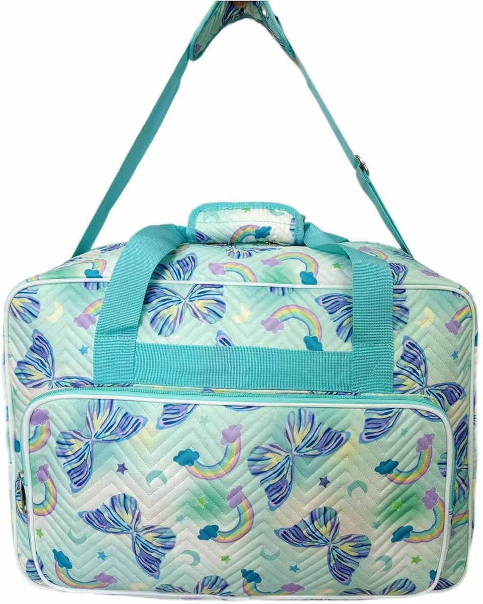 Naaimachine Tas - Opbergtas Handig - Naaien Hobby - Stofdichte Bescherming - 46x23x32 cm - Vlinder Bloem