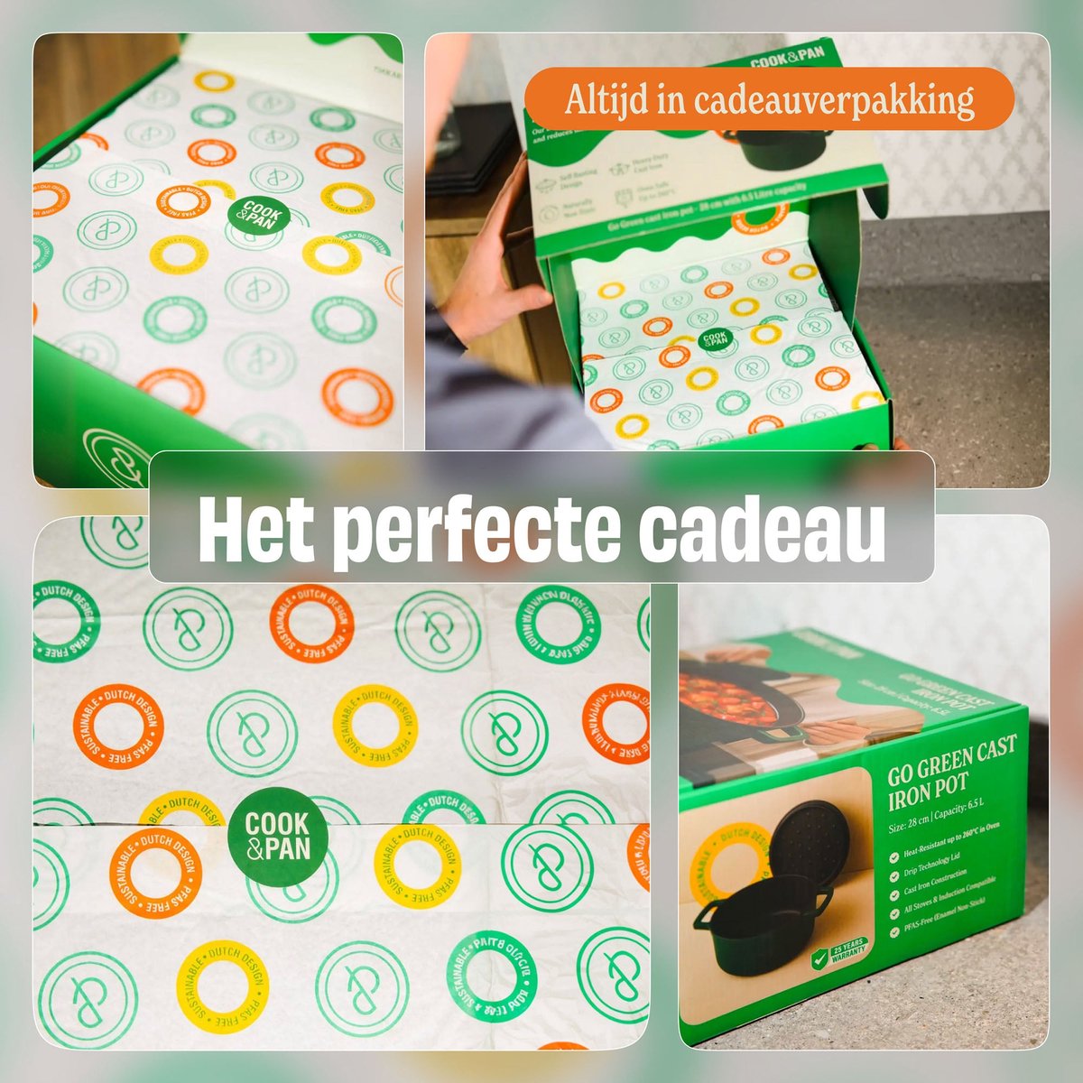 Cook & Pan 9-Delige Pannenset Sunny Side Geel - PFAS vrij - Alle Warmtebronnen - Pannen Set met 7 jaar Garantie - Krasbestendige Anti Aanbaklaag - Vaatwasserbestendig - Gas, Inductie, Elektrisch, Oven - Koekenpan, Wokpan, Steelpan, Hapjespan, Kookpot – foto 3