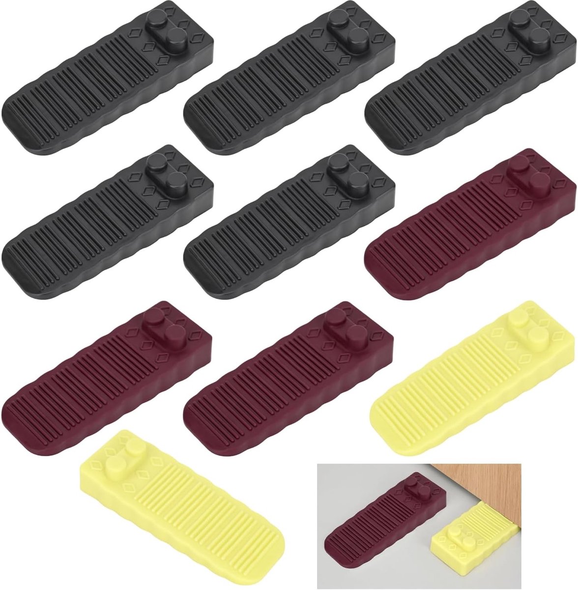 Deurstoppers - Deurwiggen - Deuren Open Houden - Verstelbaar & Antislip - 10 stuks - Zwart