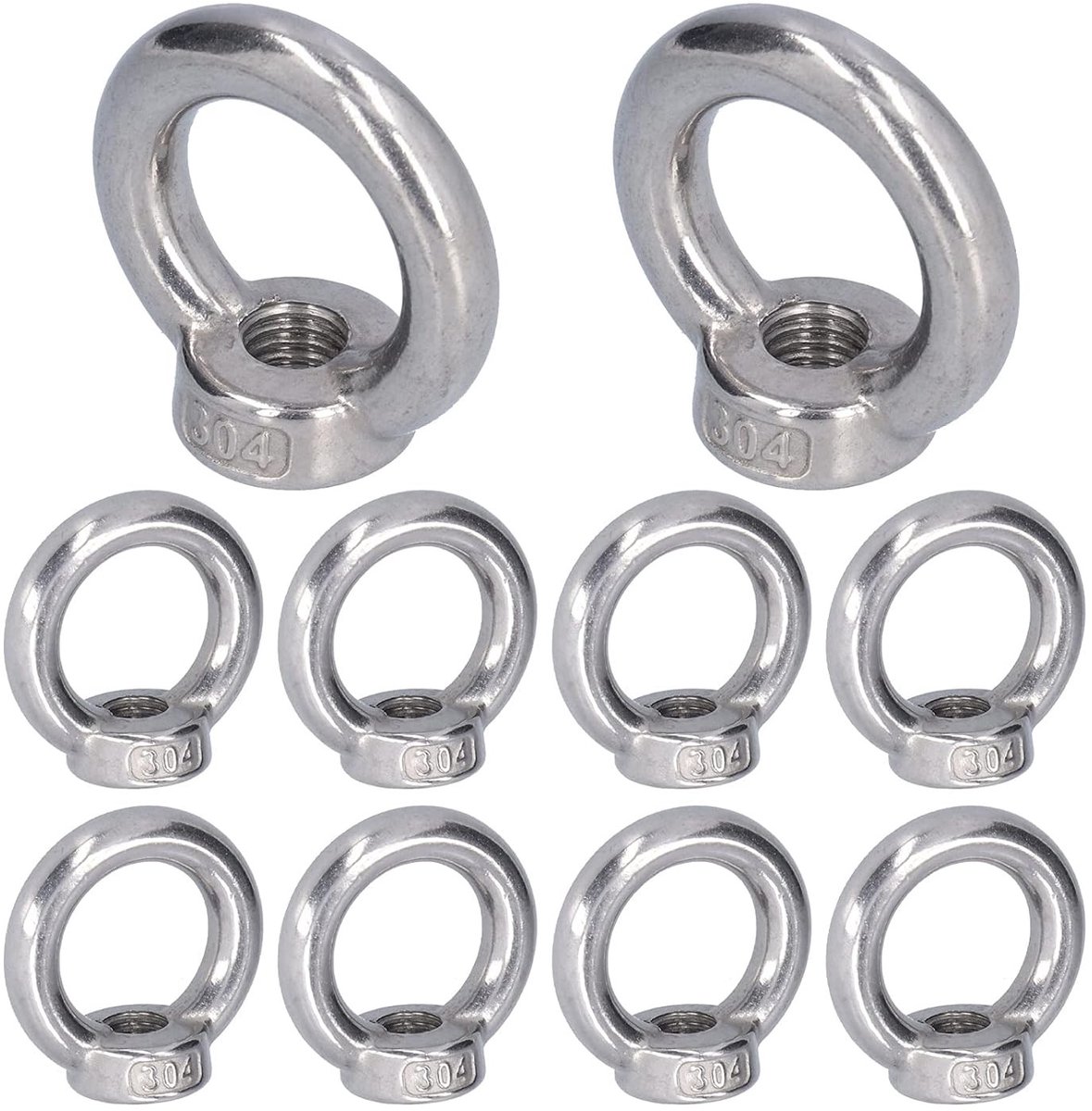 10 Stuks RVS Oogmoeren voor Heftoepassingen - Draadmoeren voor Bosbouwmachines en Gereedschappen