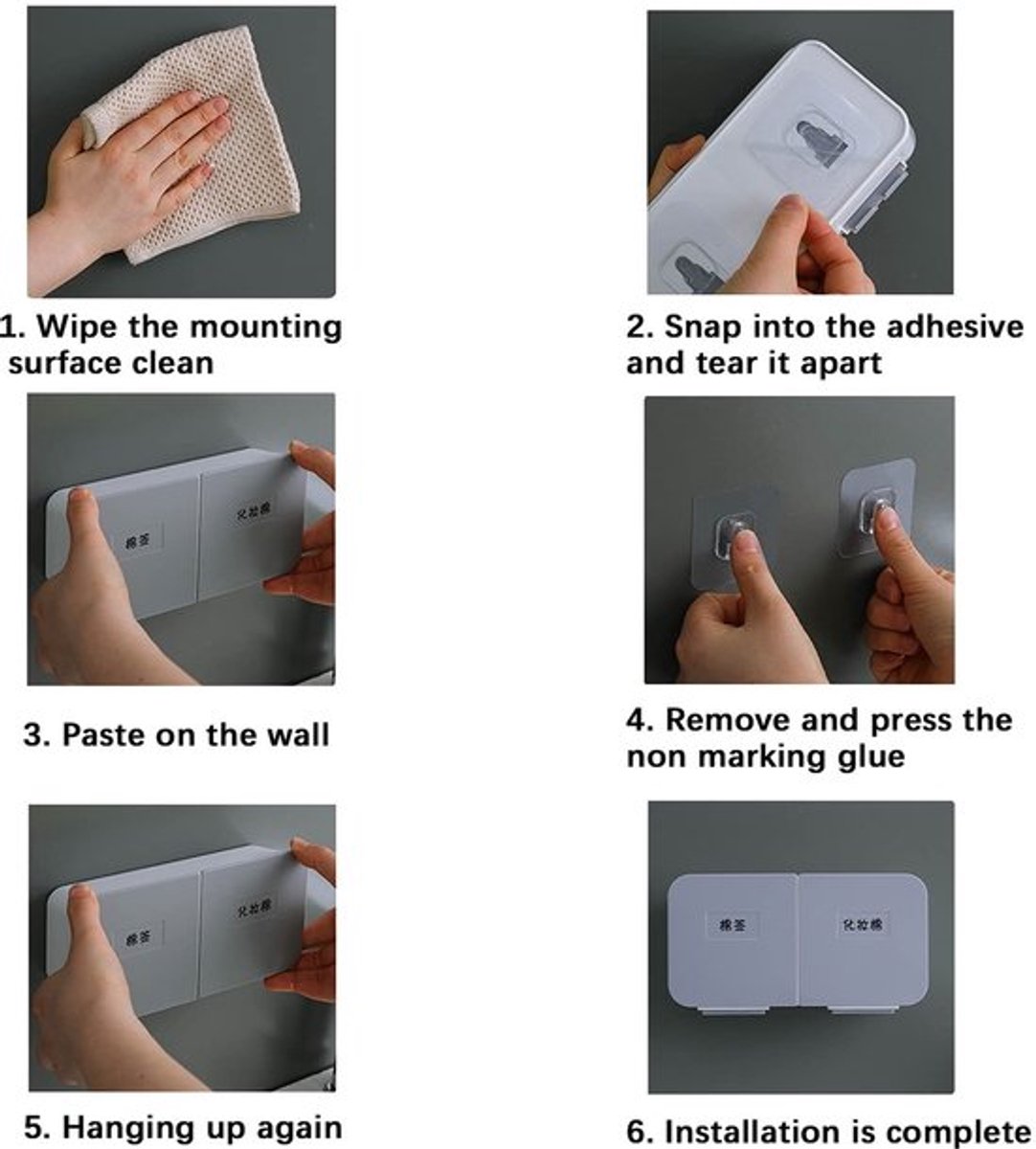 NTHProducts - Cotton Swab Storage Box - Wandmontage - Ergonomisch ontwerp