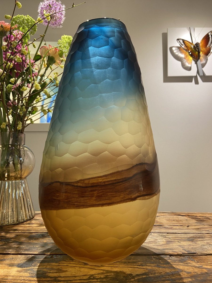 Kristal-Glas Leerdam Kristalglas Leerdam Kustlijn – Handgeblazen Glazen Vaas - Bruin - Voor Binnen - Staand