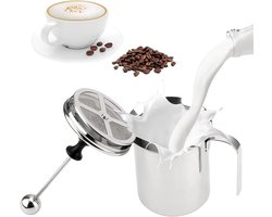Handmatige melkopschuimer van roestvrij staal, 800ml voor cappuccino, latte en koffie - 20X10X9.5CM