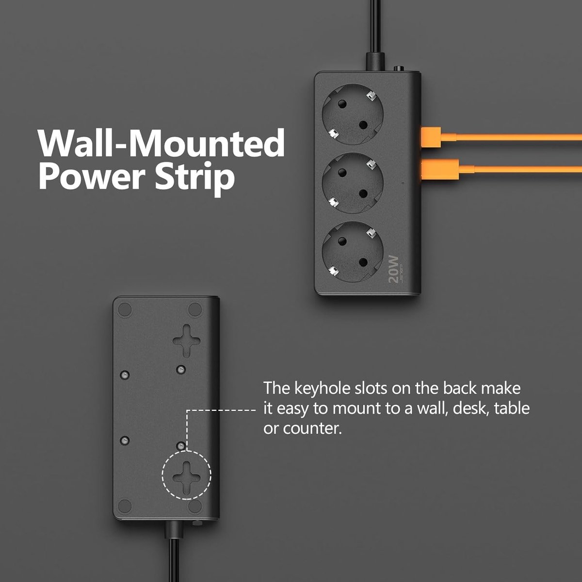 Stekkerdoos - Zwart - 7-in-1 Stekkerblok met 3 Stopcontacten - 4 USB-poorten - Voor Thuis of Kantoor