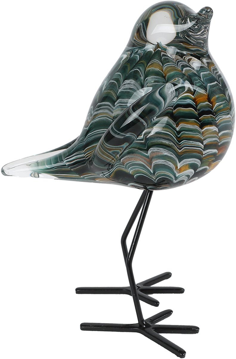 Van Manen decoratief sculptuur vogel grijs glas 11,5x8,5x16cm.