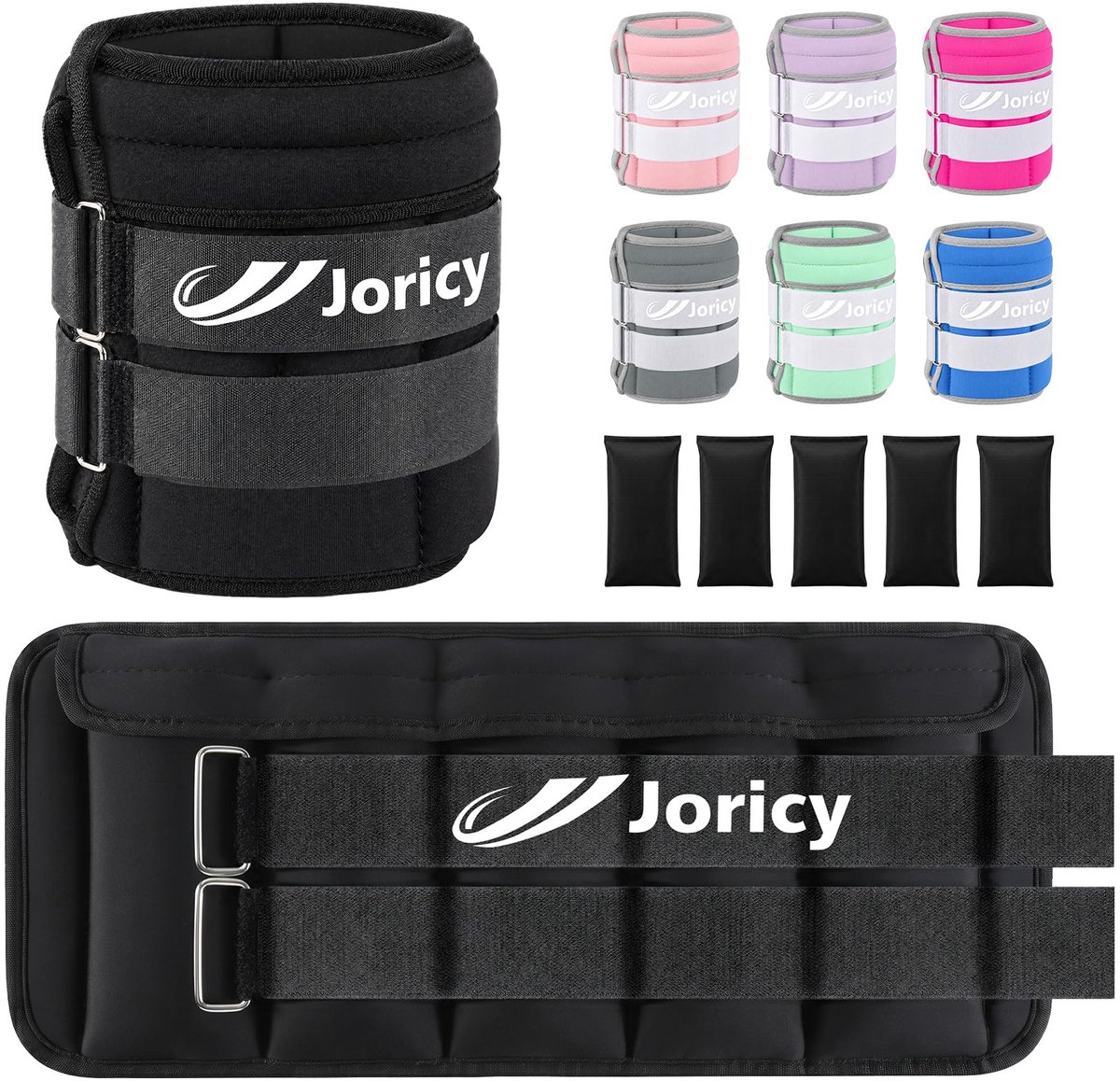 SnelShoppen - Gewichtsmanchetten voor Voet en Arm, Verstelbare Gewichten 10 kg, 1 Paar, Enkelgewichten voor Sportschool, Hardlopen, Joggen, Zwart, Ide