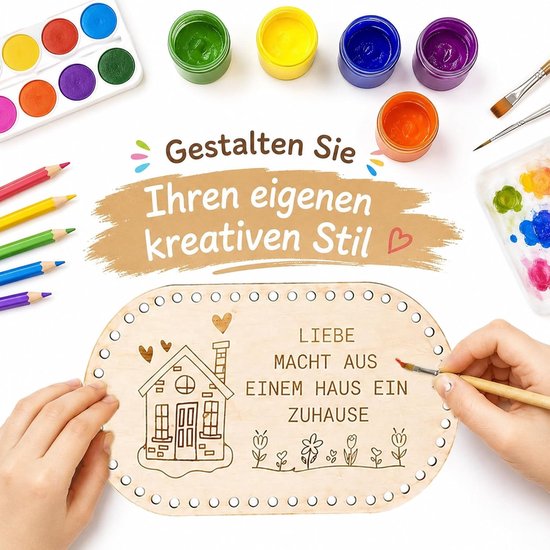 Houten mandbodems voor haken, set van 4 stuks, rond en ovaal met voorgeboorde gaten, perfect voor DIY manden en handtassen, opslagoplossingen en creatief knutselen — afbeelding 4