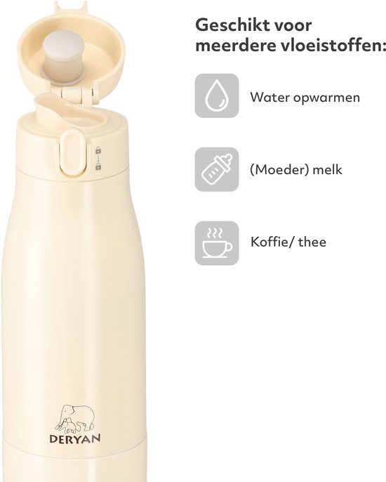 Deryan Draagbare Elektrische Flesverwarmer - Draadloos - Créme van Deryan — afbeelding 3