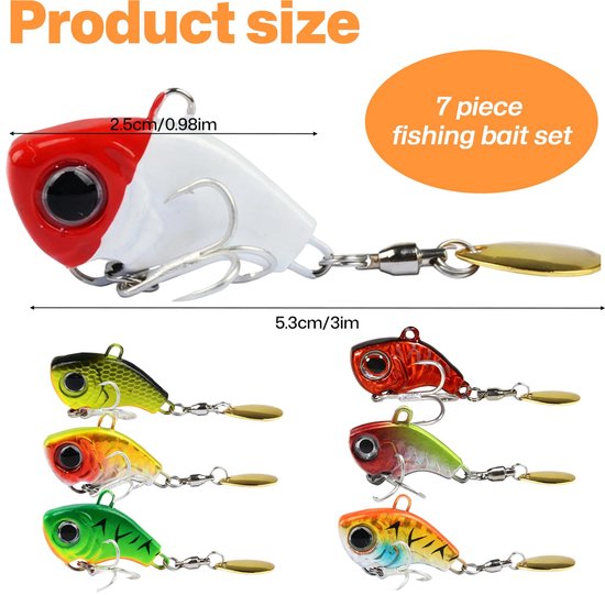 SnelShoppen - Set van 7 stuks visaas, kunstaas, wobbler, spinmad, jig, spinner, levensechte zwembait voor baars, snoek en snoekbaars - Perfect voor ro van Snelshoppen — afbeelding 5