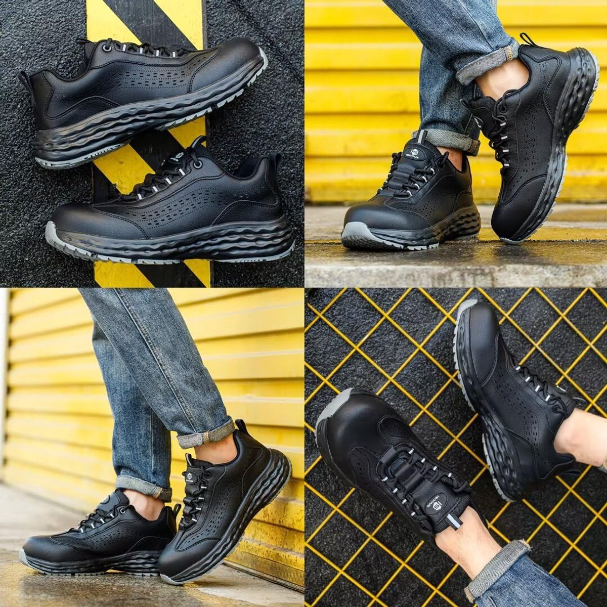 SnelShoppen - Veiligheidsschoenen Heren Dames Lichtgewicht Antislip Werkschoenen Stalen Teen Ademend Zwart Maat 41 voor Bouw en Industrie
