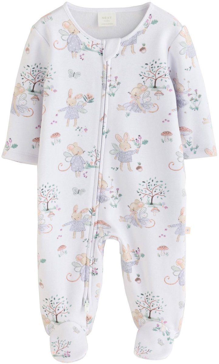 Next - Meisjes - Babypyjama met voering en tweewegrits - Wit