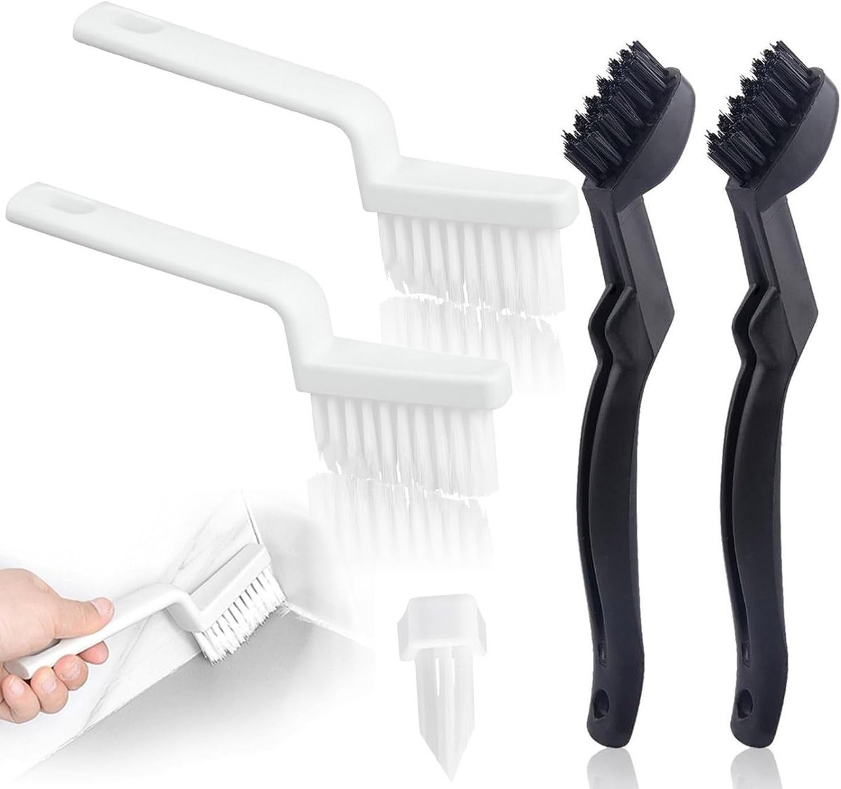 Multifunctionele voegenreiniger voor het schoonmaken van kieren, voegen en moeilijk bereikbare plekken in keuken, badkamer en vloeren, 4 stuks