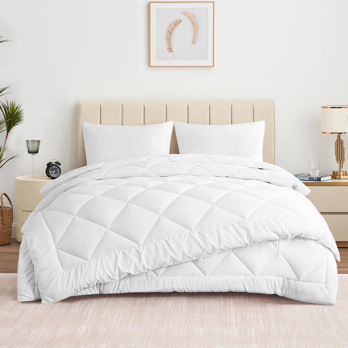 SnelShoppen - Aisbo Dekbed 240 x 220 cm, 4 Seizoenen, Zomer & Winter, Dekbed om te Knopen, 2-delige Set, Licht 150 g/m² Zomerdekbed en 300 g/m² Dekbed