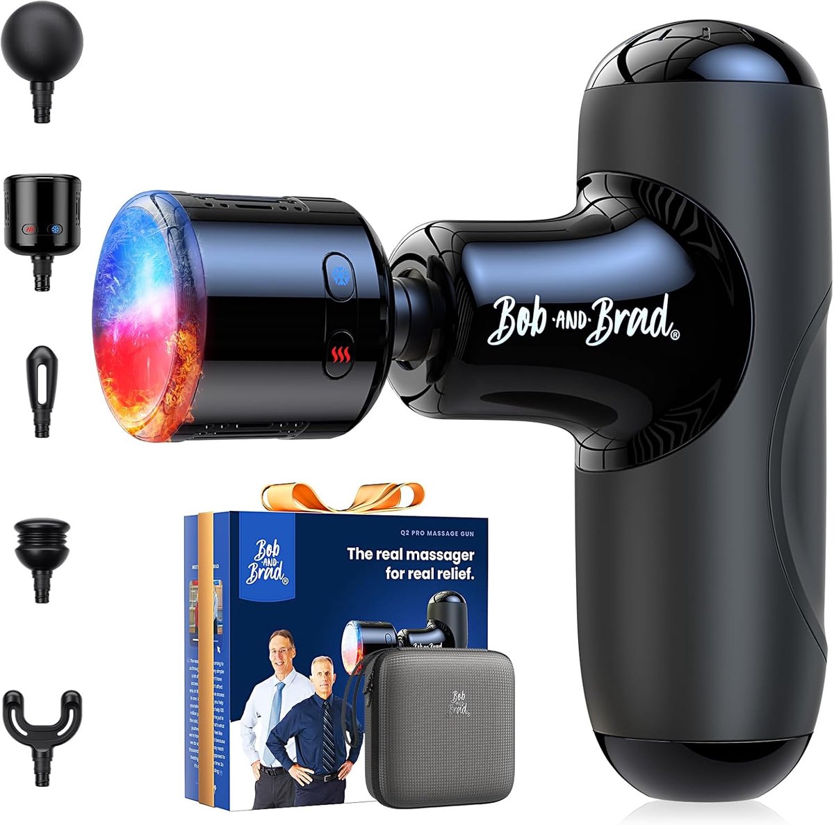SnelShoppen - Mini massagepistool voor diepe weefselmassage met warmte en kou, ultralicht percussie spiermassageapparaat met draagtas voor spierontspa