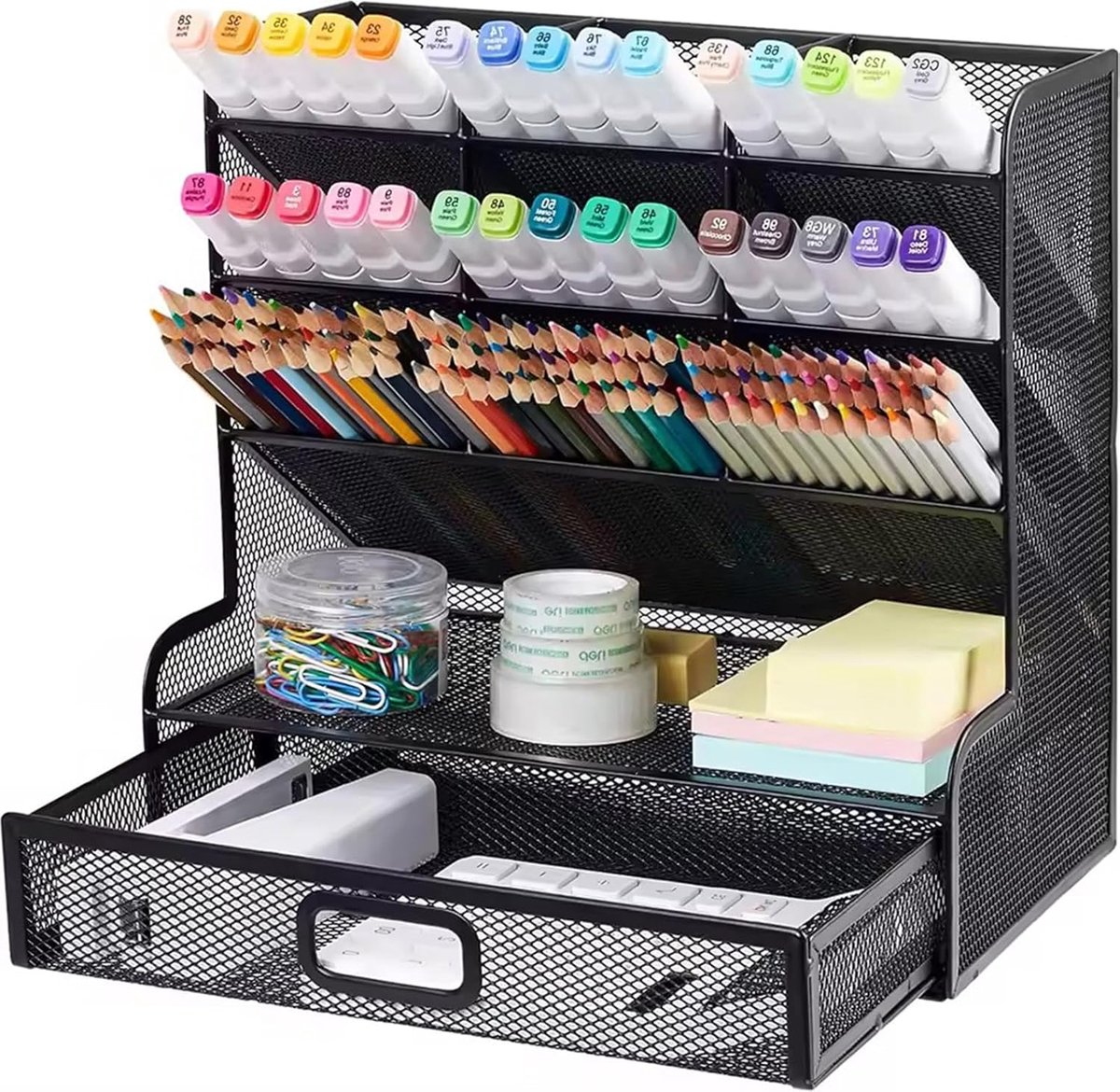 SnelShoppen - Multifunctionele Netbureau Organizer Desktop Pennenhouder Box voor Thuis, Kantoor en School Benodigdheden - Ruimtebesparend Opbergrek in
