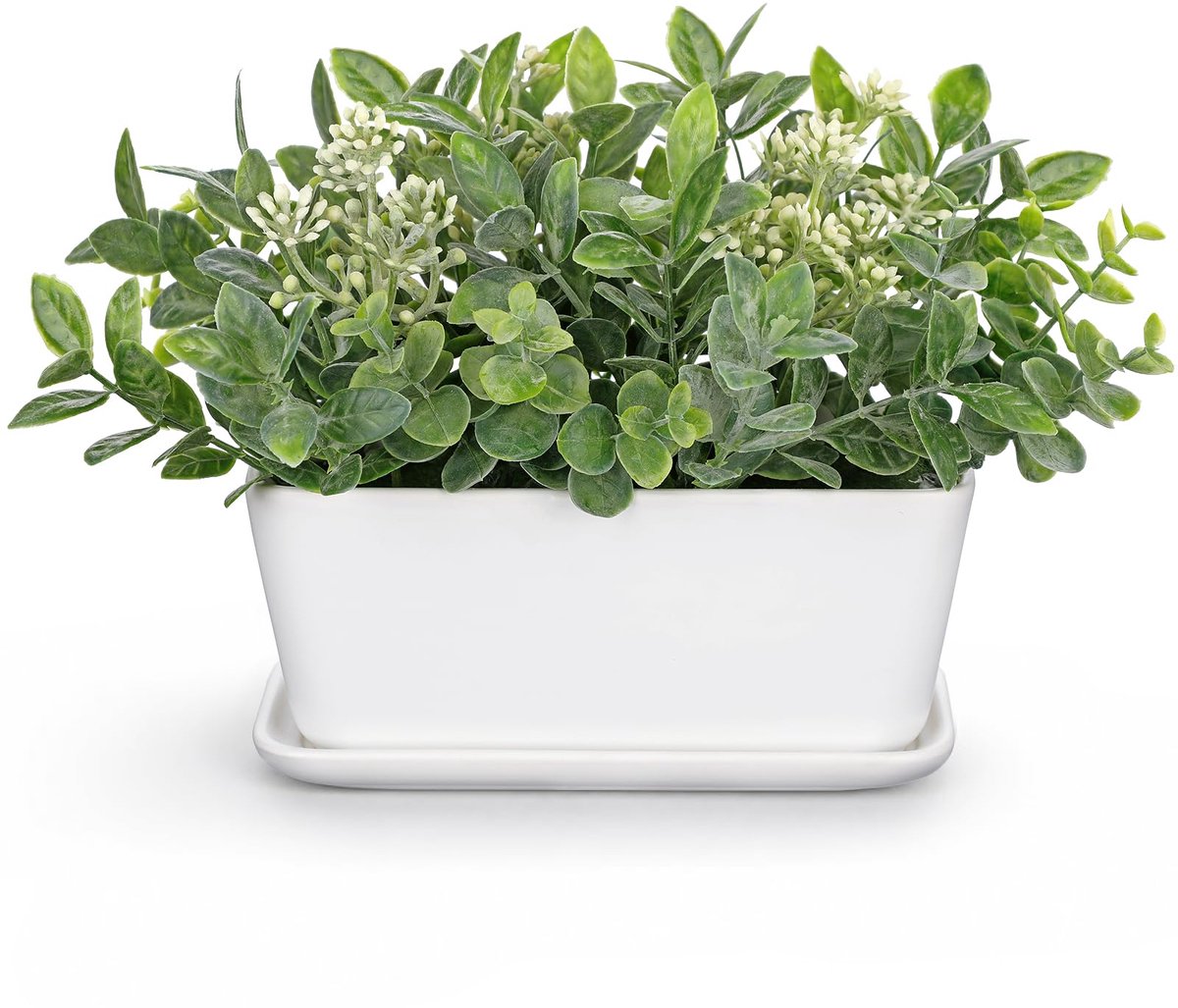 SnelShoppen - Arborus Kunstplant in Keramische Pot 17 cm - Realistische Kunstplant met Witte Pot - Kleine Kunstmatige Kamerplant - Nep Potplanten voor