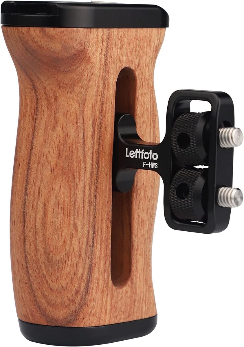Zijde houten handgreep voor DV video cage rig DSLR met cold shoe mount en 1/4 schroef, ideaal voor videoproductie en stabilisatie