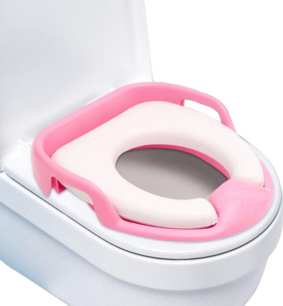 Zachte Toiletbril voor Kinderen met Veiligheidsgrepen voor Jongens en Meisjes van 1-7 Jaar, Roze, Comfortabel en Veilig Gebruik