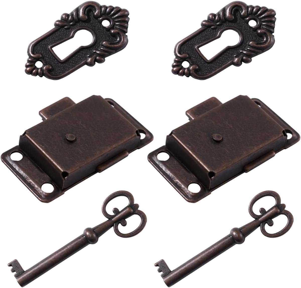 Antieke Flush Lock voor Meubels - 2 Stuks Decoratieve Slot voor Sieraden en Oude Kasten - Vervangende Vierkante Deursloten