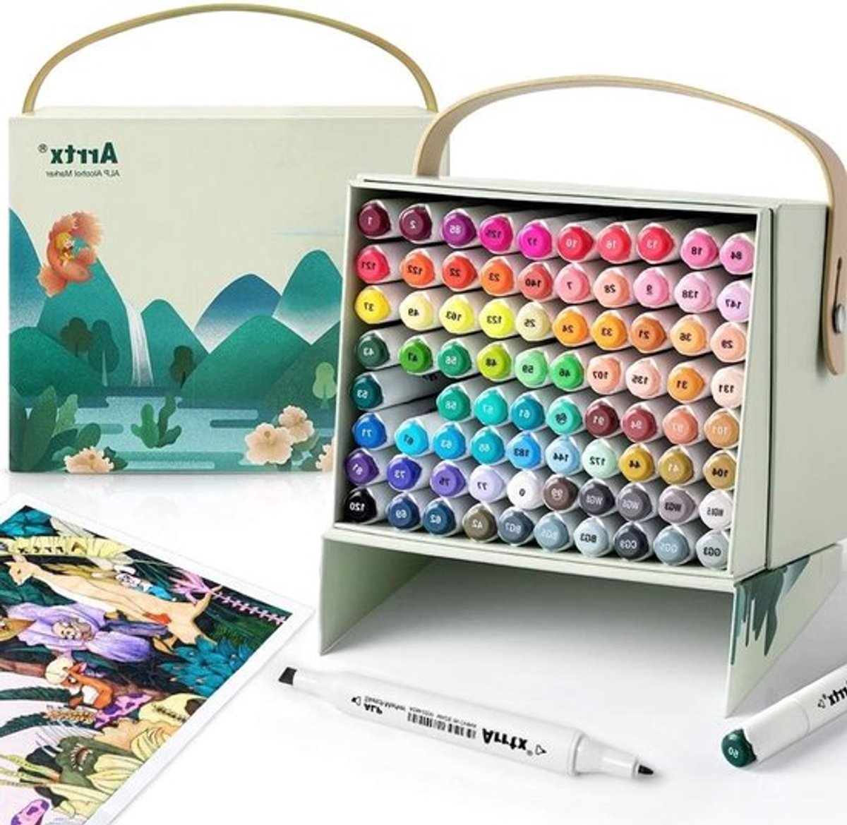 80 Kleur Alcohol Markers met Dubbele Punt voor Kinderen en Kunstenaars, Permanent voor Tekenen, Schilderen en Kleurboeken