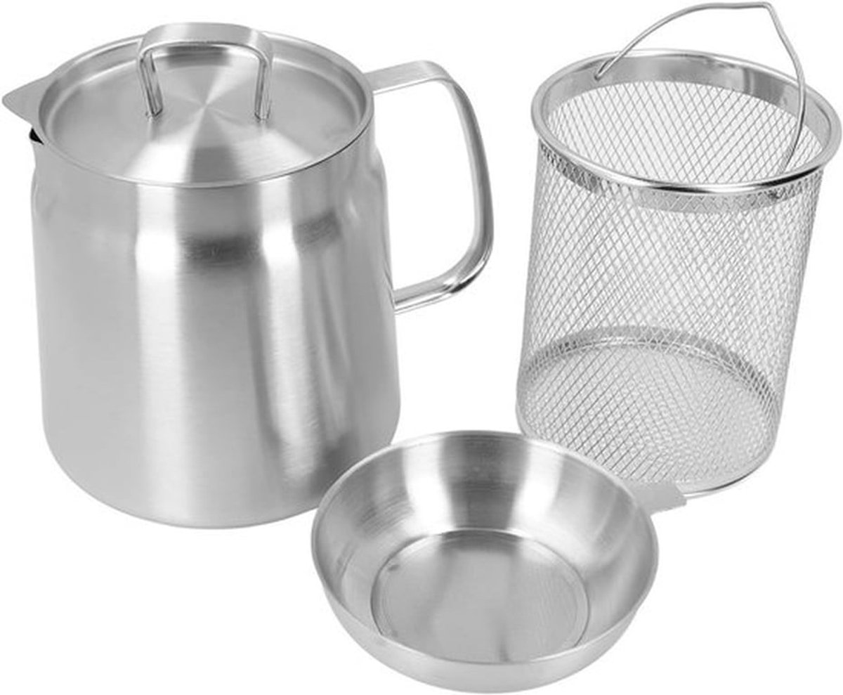 RVS 2-in-1 Oliezeef met Ergonomische Handgreep voor Keuken 2 Liter Capaciteit Perfect voor Koken en Bakken